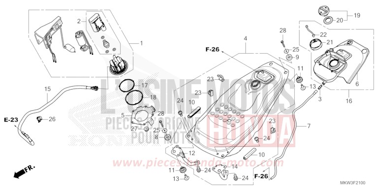 RESERVOIR A CARBURANT/POMPE A CARBURANT de NC750X "Méca" MAT BALLISTIC BLACK METALLIC (NHA86) de 2023